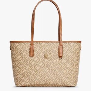 Tommy Hilfiger Tan and Brown Patterned Tote